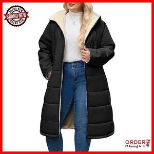 Reversible Fleece Down Coat Plus Size Hooded Lightweight Winter Jacket